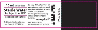 sterile water-02.jpg PRINCIPAL DISPLAY PANEL – 10mL Vial Label - sterile water 02